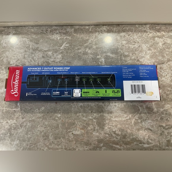 Sunbeam Advanced 7 outlet power strip with surge protectors Extension Cord - Picture 3 of 3